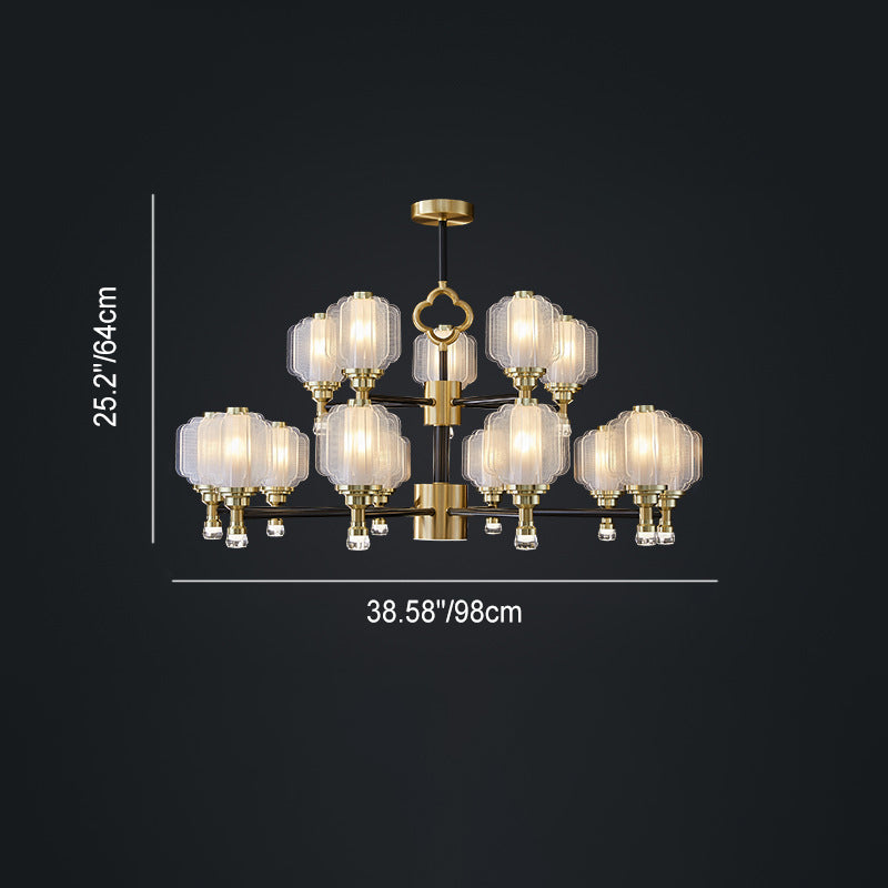 Contemporary Scandinavian Crystal Glass Copper 6/8/15 Light Chandelier For Living Room