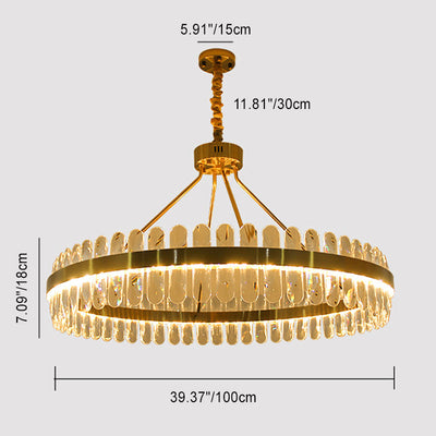 Modern Luxury Crystal Stainless Steel Round LED Chandelier For Living Room