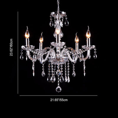 Contemporary Luxury Round Candelabra Glass 3/4/5/6 Light Chandelier For Living Room