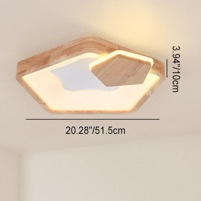 Contemporary Scandinavian Log Ring Acrylic LED Flush Mount Ceiling Light For Bedroom