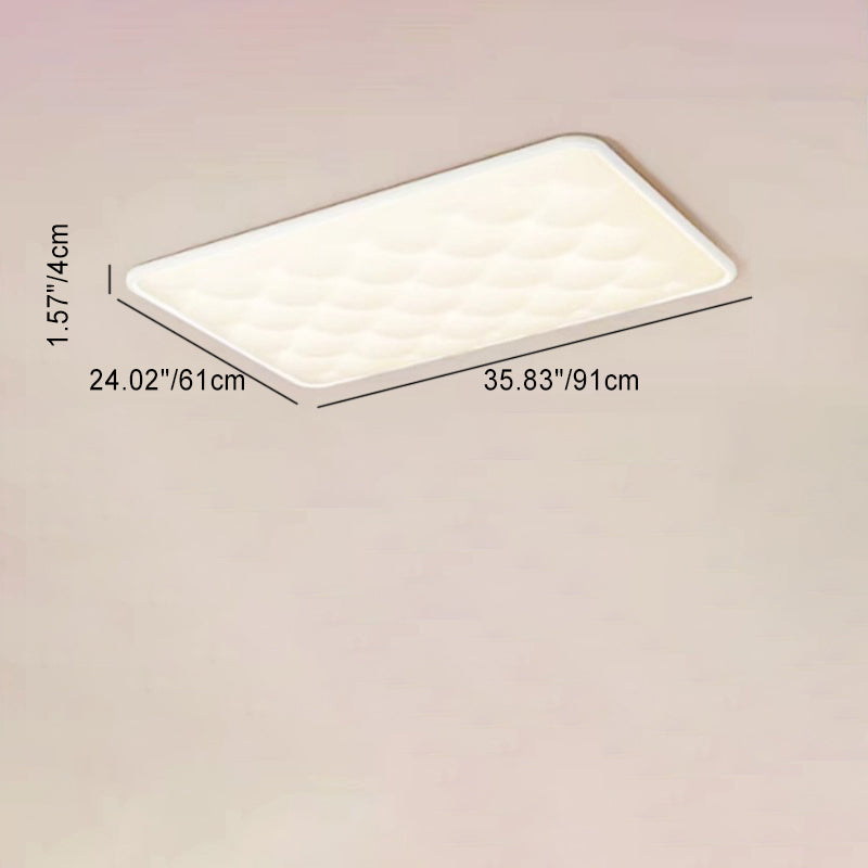 Modern Minimalist Rectangular Lattice Iron PVC LED Flush Mount Ceiling Light For Living Room