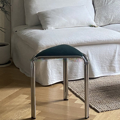 Modern Minimalist Triangle Fabric Stainless Steel Vanity Stool Backless Armless For Bedroom