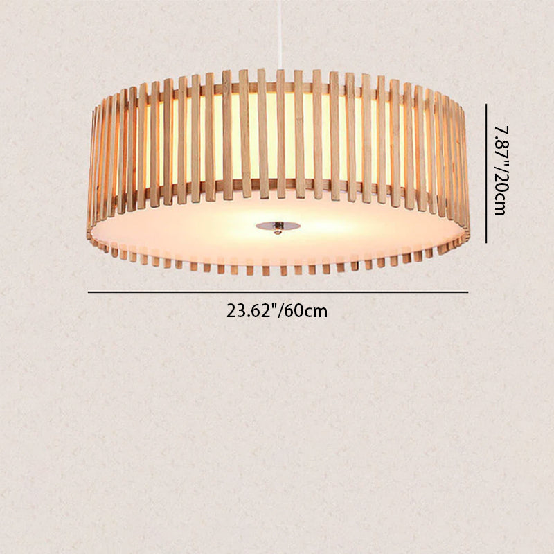 Modern Simple Wooden Cylindrical Flush Mount Ceiling Light