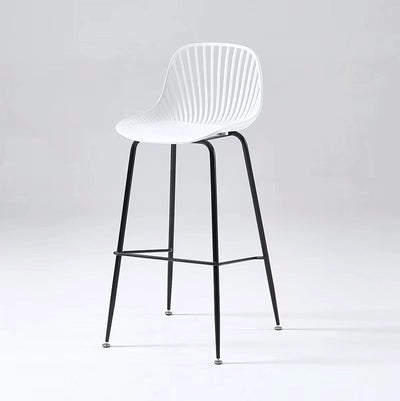 Contemporary Scandinavian Round Plastic Bar Stool Backrest Footrest For Dining Room