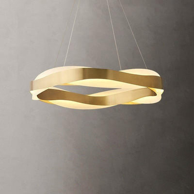 Modern Minimalist Round Wave Cloud Sea Acrylic Stainless Steel LED Chandelier For Bedroom