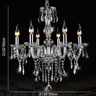 Contemporary Luxury Round Candelabra Glass 3/4/5/6 Light Chandelier For Living Room