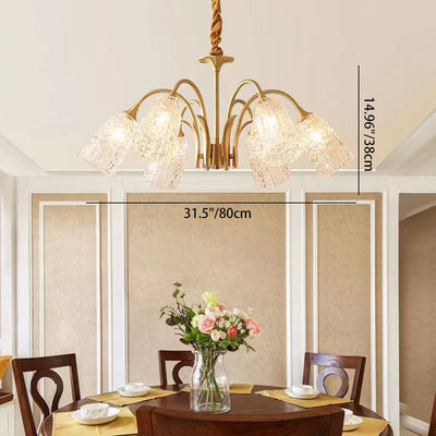 Contemporary Luxury Round Copper Glass 3/5/6/8 Light Chandelier For Living Room