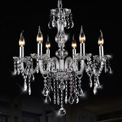 Contemporary Luxury Round Candelabra Glass 3/4/5/6 Light Chandelier For Living Room