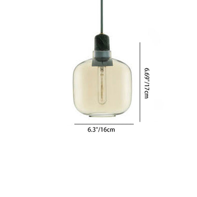 Nordic Minimalist Clear Glass Oval Jar 1-Light Pendant Light