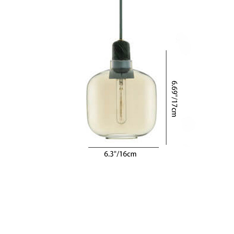 Nordic Minimalist Clear Glass Oval Jar 1-Light Pendant Light