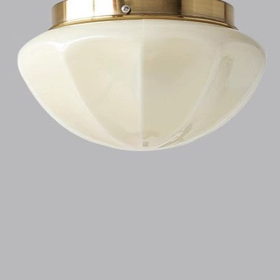 Modern Minimalist Hemisphere Round Iron Glass 1-Light Semi-Flush Mount Ceiling Light For Bedroom