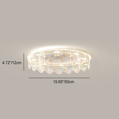 Contemporary Creative Iron Acrylic Round Cloud Star Piece LED Flush Mount Ceiling Light For Living Room