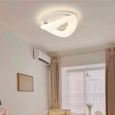 Modern Minimalist PE Wave Ring Hardware LED Flush Mount Ceiling Light For Bedroom