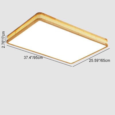 Modern Minimalist Square Acrylic Wood LED Flush Mount Ceiling Light For Bedroom