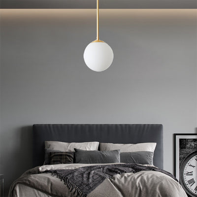 Iron Nordic Personality Golden Straight Rod White Ball Design 1-Light Pendant Light