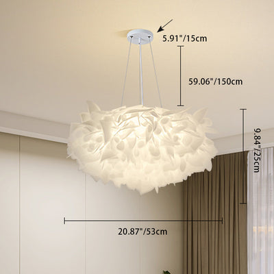 Contemporary Nordic Iron PVC Iron Cream Petal LED Chandeliers For Bedroom