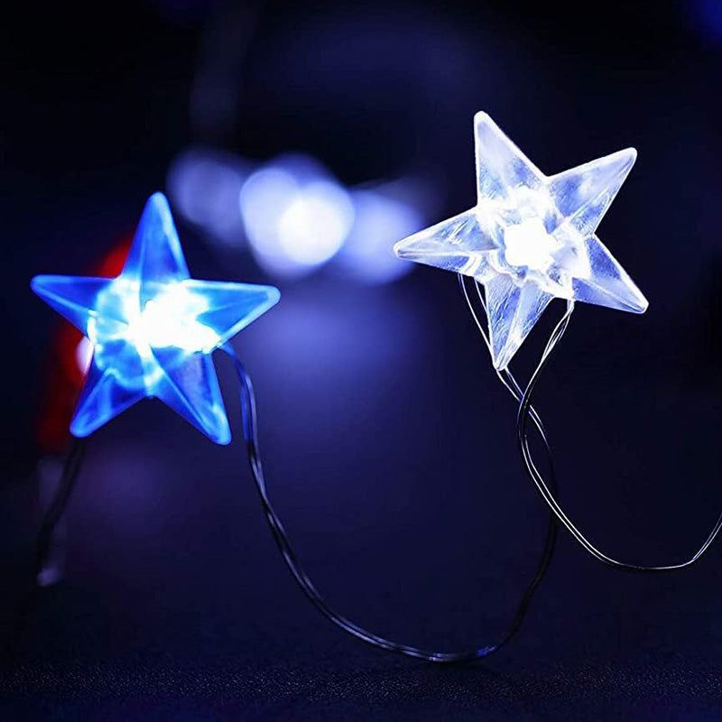 Modern Art Deco Independence Day Decorative Waterproof 30/50 Light Painted Flag Battery Box LED String Light For Garden