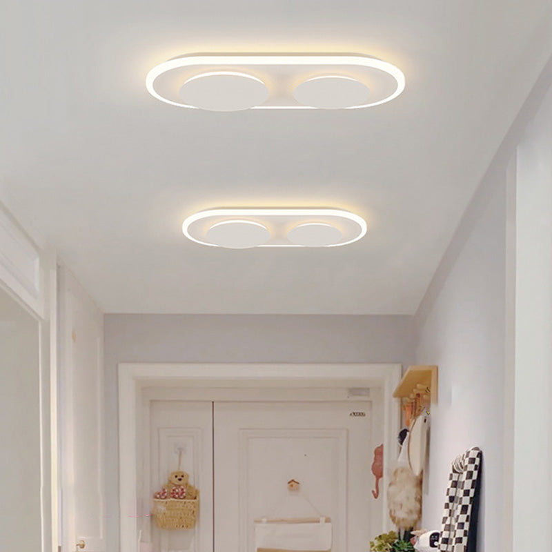 Modern Simplicity Cream Acrylic Iron LED Flush Mount Ceiling Light For Hallway