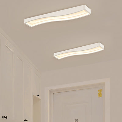 Contemporary Creative Cream Rectangle Acrylic Iron LED Flush Mount Ceiling Light For Hallway