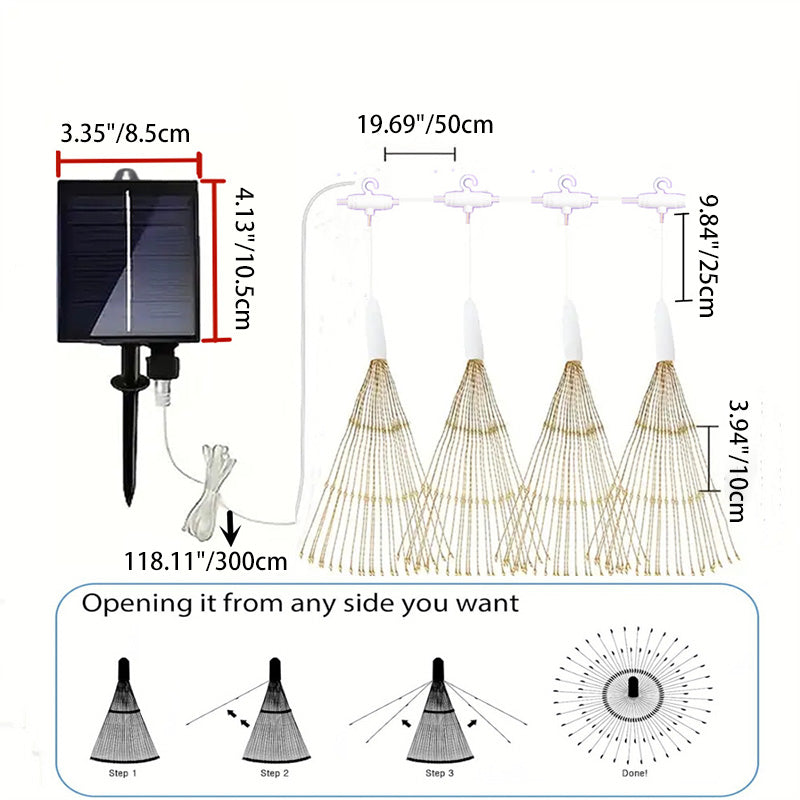 Modern Art Deco Stainless Steel Solar Dandelion-Shaped 60/90/120/150/200 Lights Outdoor Lawn Ground Insert Light For Garden