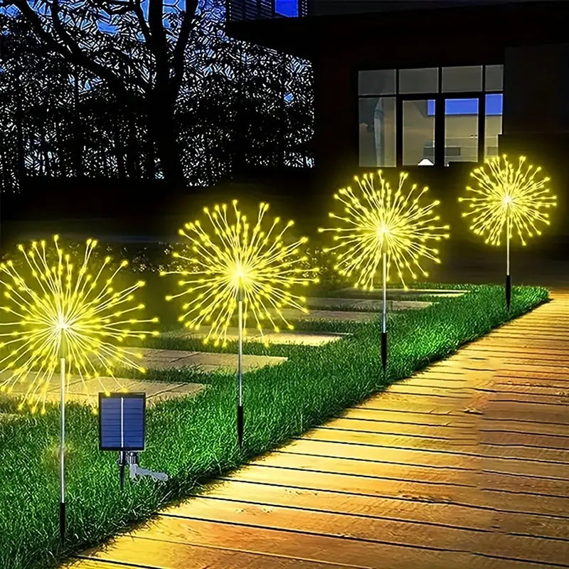 Modern Art Deco Stainless Steel Solar Dandelion-Shaped 60/90/120/150/200 Lights Outdoor Lawn Ground Insert Light For Garden