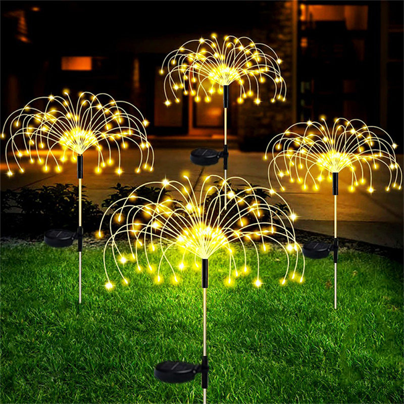 Modern Art Deco Stainless Steel Solar Dandelion-Shaped 60/90/120/150/200 Lights Outdoor Lawn Ground Insert Light For Garden