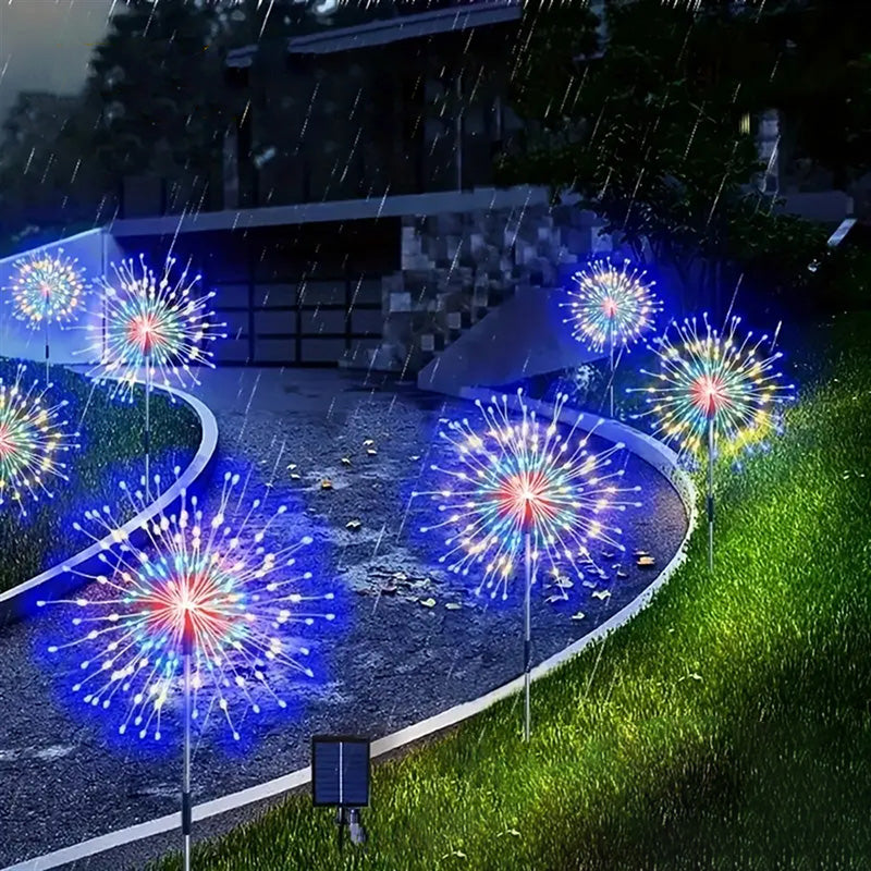 Modern Art Deco Stainless Steel Solar Dandelion-Shaped 60/90/120/150/200 Lights Outdoor Lawn Ground Insert Light For Garden