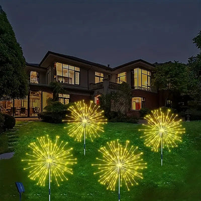 Modern Art Deco Stainless Steel Solar Dandelion-Shaped 60/90/120/150/200 Lights Outdoor Lawn Ground Insert Light For Garden