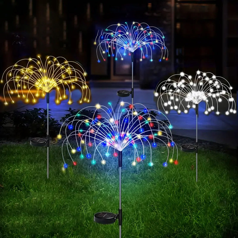 Modern Art Deco Stainless Steel Solar Dandelion-Shaped 60/90/120/150/200 Lights Outdoor Lawn Ground Insert Light For Garden