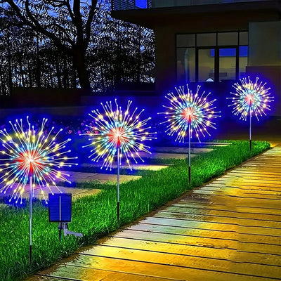 Modern Art Deco Stainless Steel Solar Dandelion-Shaped 60/90/120/150/200 Lights Outdoor Lawn Ground Insert Light For Garden