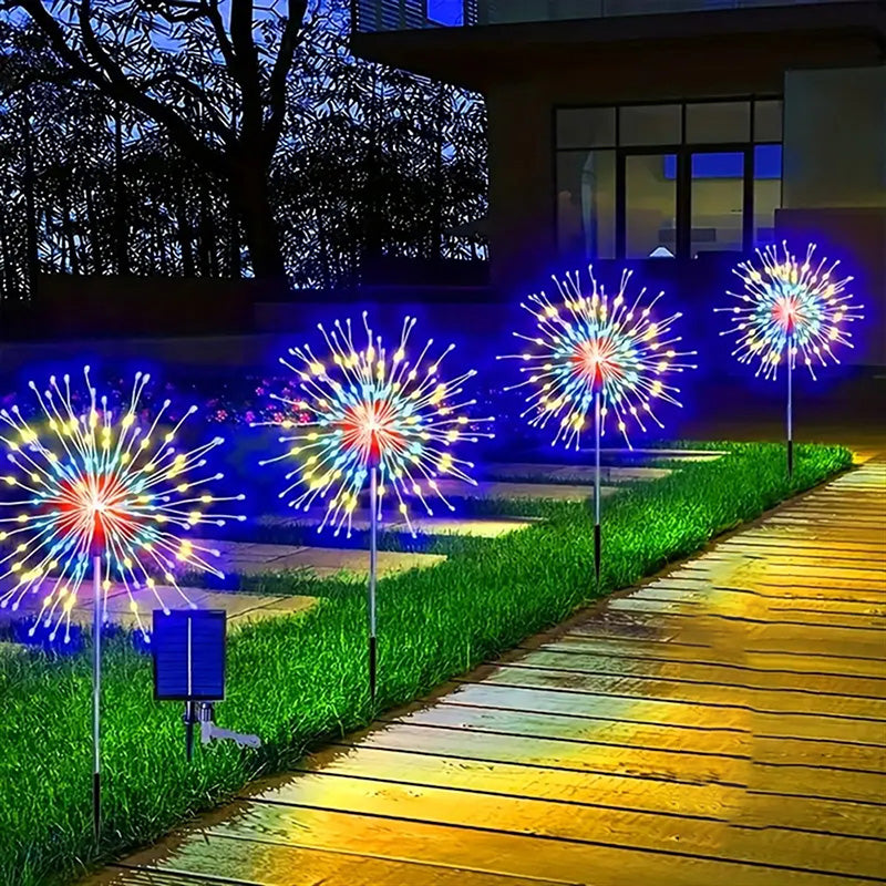 Modern Art Deco Stainless Steel Solar Dandelion-Shaped 60/90/120/150/200 Lights Outdoor Lawn Ground Insert Light For Garden