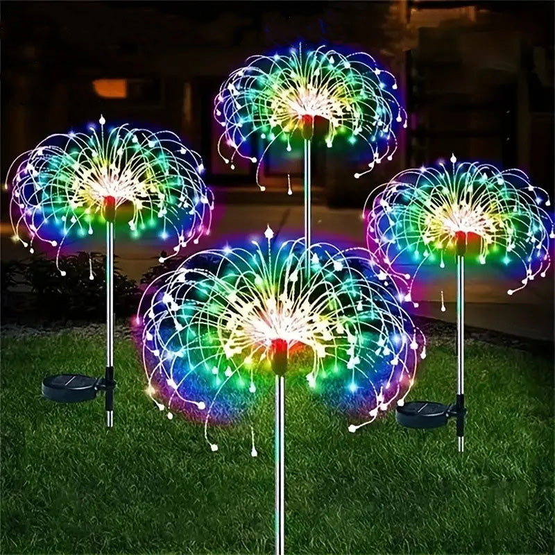 Modern Art Deco Stainless Steel Solar Dandelion-Shaped 60/90/120/150/200 Lights Outdoor Lawn Ground Insert Light For Garden