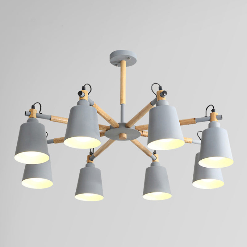 Modern Nordic Wood Iron Macarons 3/6/8 Lights Chandelier For Dining Room