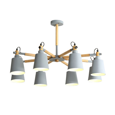 Modern Nordic Wood Iron Macarons 3/6/8 Lights Chandelier For Dining Room