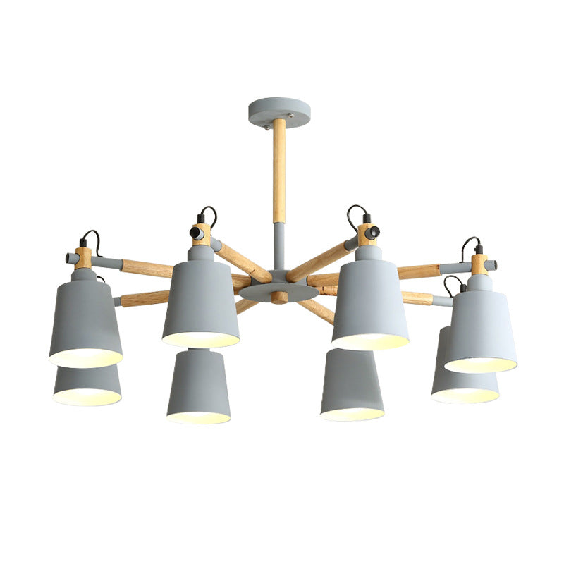 Modern Nordic Wood Iron Macarons 3/6/8 Lights Chandelier For Dining Room