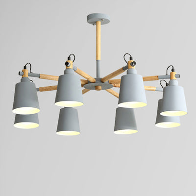 Modern Nordic Wood Iron Macarons 3/6/8 Lights Chandelier For Dining Room