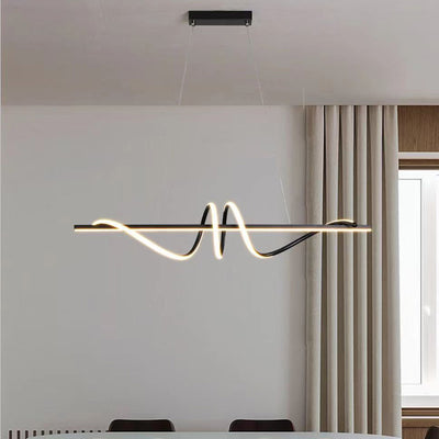 Modern Minimalist Long Curved Line Iron Acrylic LED Chandeliers Island Light For Dining Room