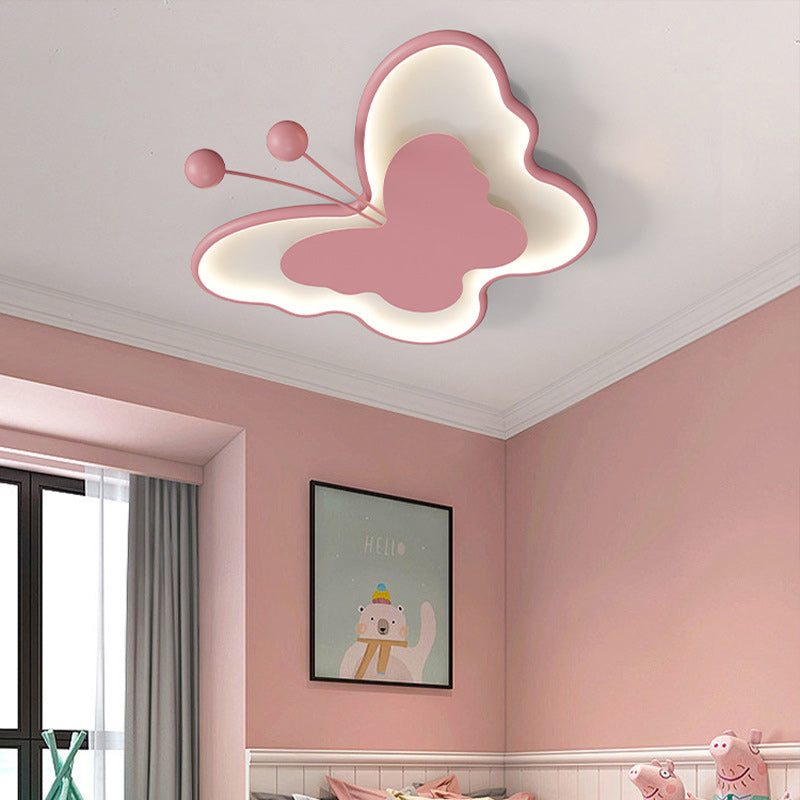 Contemporary Creative Butterfly Aluminum Iron LED Flush Mount Ceiling Light For Bedroom