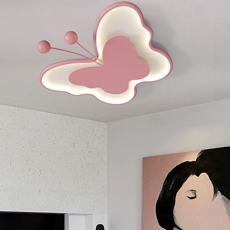 Contemporary Creative Butterfly Aluminum Iron LED Flush Mount Ceiling Light For Bedroom