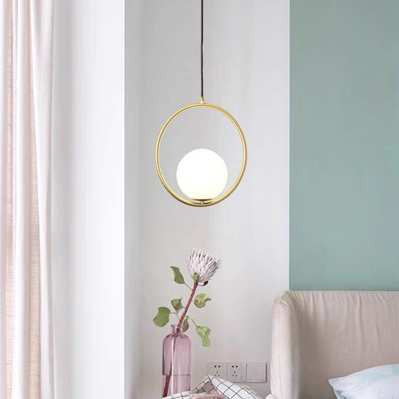 Contemporary Nordic Iron Glass Round 1-Light Pendant Light For Living Room