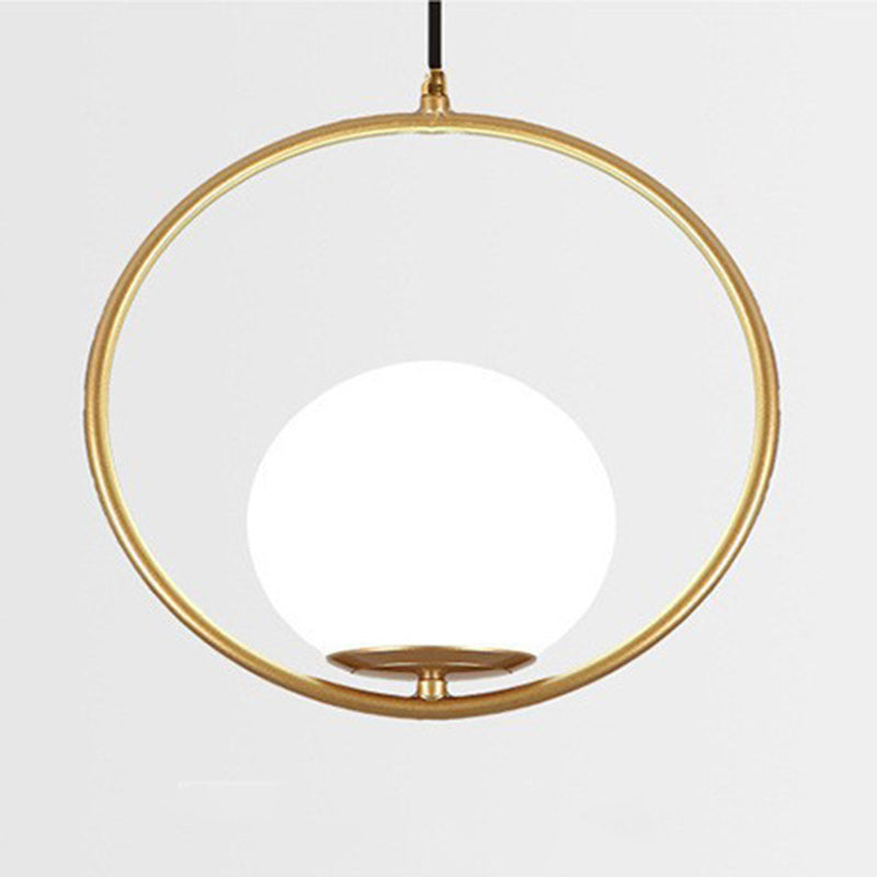 Contemporary Nordic Iron Glass Round 1-Light Pendant Light For Living Room