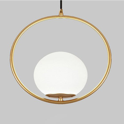 Contemporary Nordic Iron Glass Round 1-Light Pendant Light For Living Room