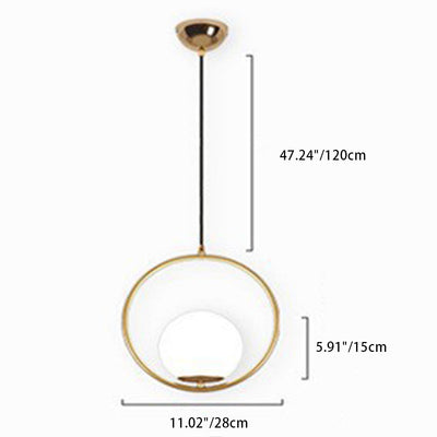 Contemporary Nordic Iron Glass Round 1-Light Pendant Light For Living Room