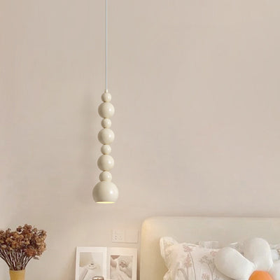 Contemporary Creative Iron Gourd Shape Cream 1- Light Pendant Light For Bedroom