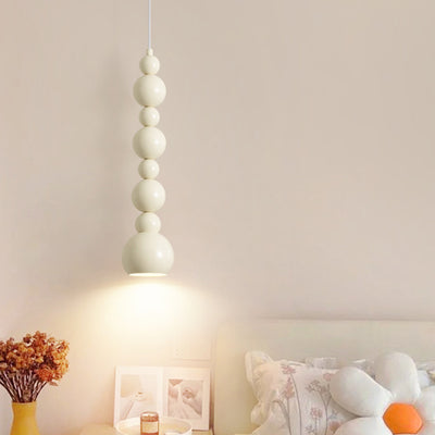 Contemporary Creative Iron Gourd Shape Cream 1- Light Pendant Light For Bedroom