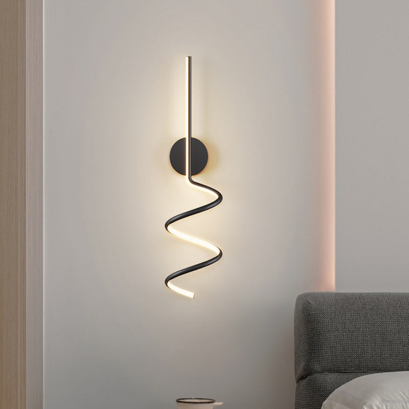 Modern Simplicity Aluminum Iron Long Curved Line LED Wall Sconce Lamp For Bedroom