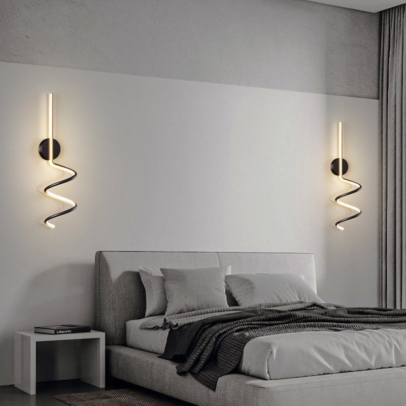 Modern Simplicity Aluminum Iron Long Curved Line LED Wall Sconce Lamp For Bedroom