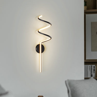 Modern Simplicity Aluminum Iron Long Curved Line LED Wall Sconce Lamp For Bedroom