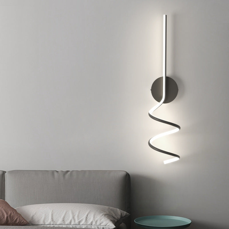 Modern Simplicity Aluminum Iron Long Curved Line LED Wall Sconce Lamp For Bedroom