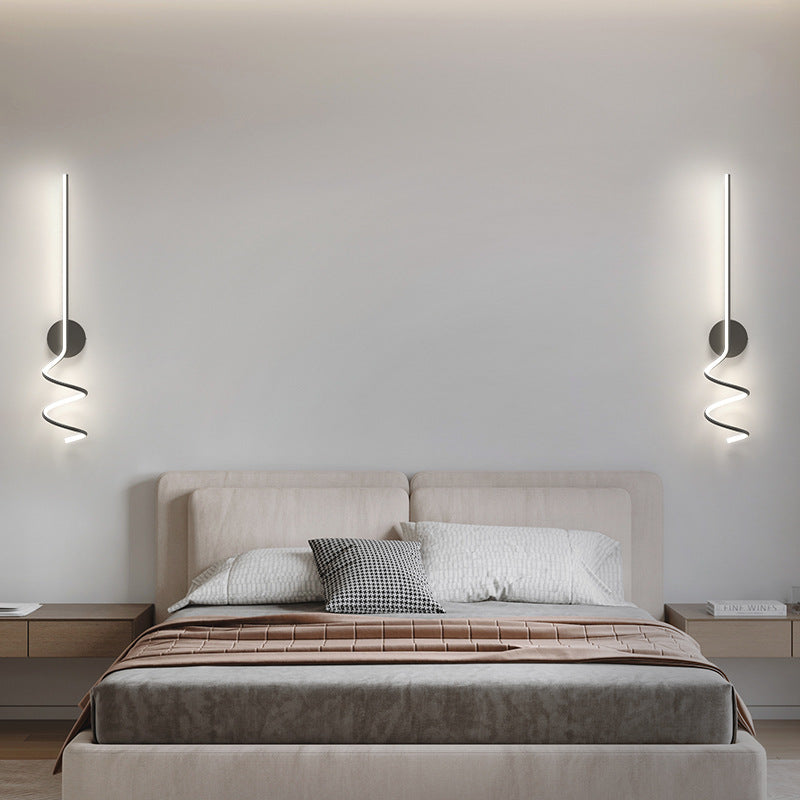 Modern Simplicity Aluminum Iron Long Curved Line LED Wall Sconce Lamp For Bedroom